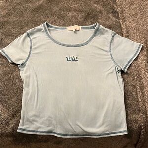 Blue Love Embroidered Women's Top